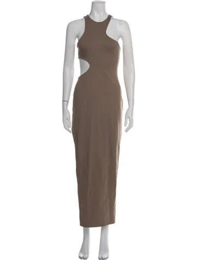 Pre-owned Michael Costello X Revolve Asymmetrical Long Dress In Brown