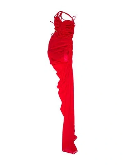 Pre-owned Michael Costello X Revolve Asymmetrical Long Dress In Red