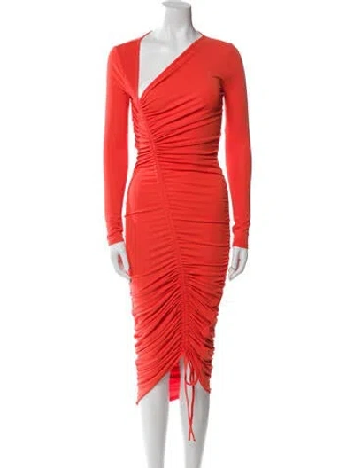Pre-owned Michael Costello X Revolve Asymmetrical Midi Length Dress In Orange