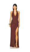 Michael Costello X Revolve Aura Gown In 巧克力棕色