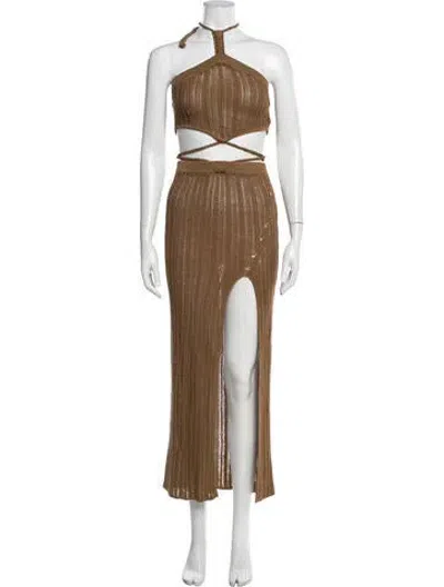 Pre-owned Michael Costello X Revolve Braided Accents Skirt Set In Brown