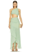 Michael Costello X Revolve Britney Gown In 淡草绿色
