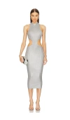 Michael Costello X Revolve Calista Cut Out Long Midi Dress In Metallic Silver