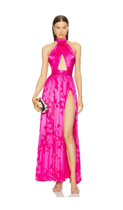 Michael Costello X Revolve Carolina Gown In Pink Floral Burnout
