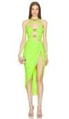 Michael Costello X Revolve Chelsie Midi Dress In Bright Green
