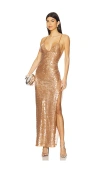 Michael Costello X Revolve Coletta Gown In 黄铜色