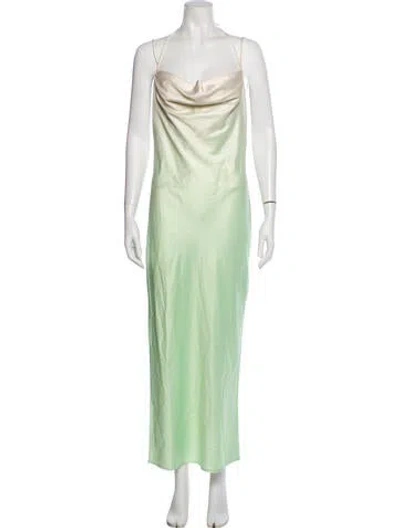 Pre-owned Michael Costello X Revolve Cowl Neck Long Dress In Green