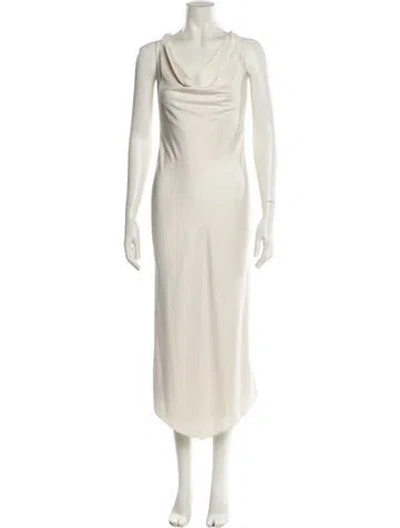 Pre-owned Michael Costello X Revolve Cowl Neck Long Dress In Neutral