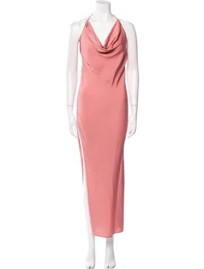 Pre-owned Michael Costello X Revolve Cowl Neck Long Dress In Pink