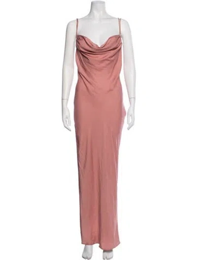 Pre-owned Michael Costello X Revolve Cowl Neck Long Dress In Pink