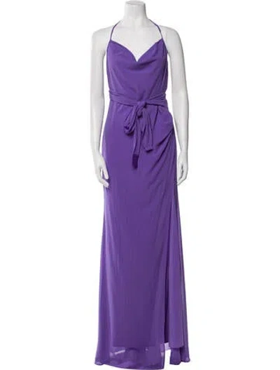 Pre-owned Michael Costello X Revolve Cowl Neck Long Dress In Purple