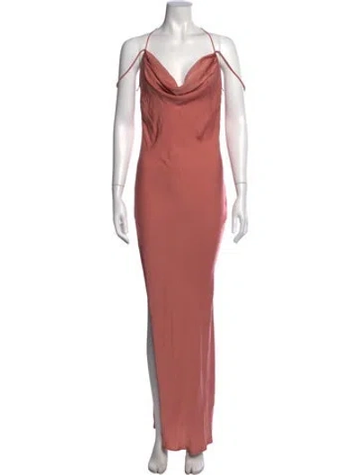 Pre-owned Michael Costello X Revolve Cowl Neck Long Dress W/ Tags In Pink