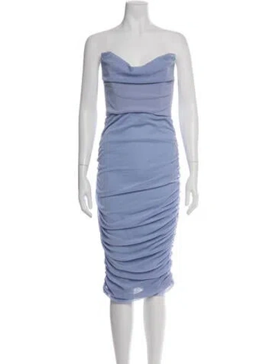 Pre-owned Michael Costello X Revolve Cowl Neck Midi Length Dress In Blue