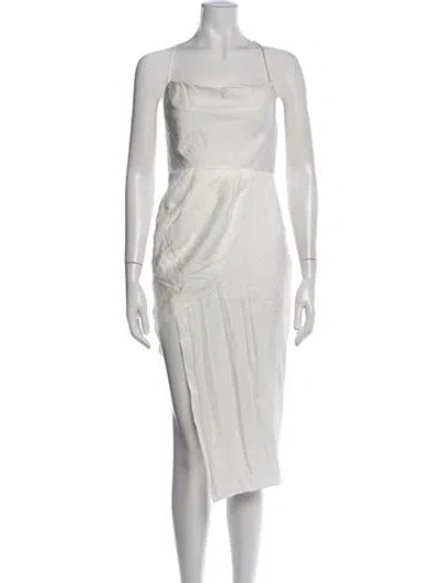 Pre-owned Michael Costello X Revolve Cowl Neck Midi Length Dress In Neutrals