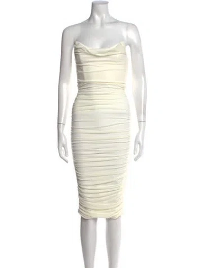 Pre-owned Michael Costello X Revolve Cowl Neck Midi Length Dress In White