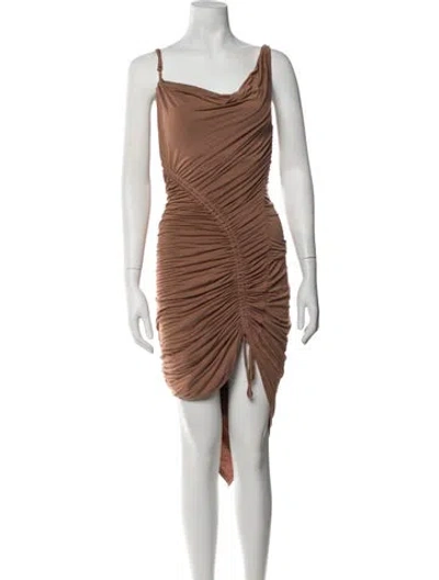 Pre-owned Michael Costello X Revolve Cowl Neck Mini Dress In Brown