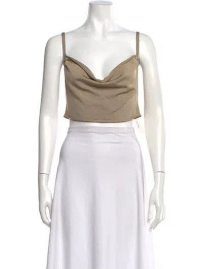 Pre-owned Michael Costello X Revolve Cowl Neck Sleeveless Crop Top In Burgundy