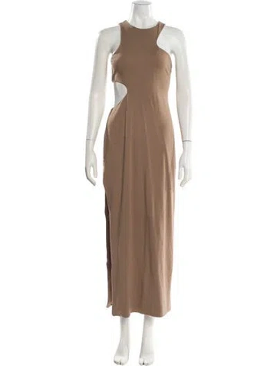 Pre-owned Michael Costello X Revolve Crew Neck Long Dress In Brown