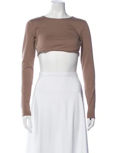 Pre-owned Michael Costello X Revolve Crew Neck Long Sleeve Top W/ Tags In Brown