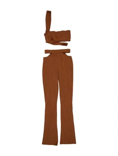 Pre-owned Michael Costello X Revolve Cutout Accent Pant Set In Brown