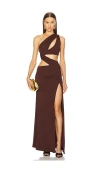 Michael Costello X Revolve Dakoa Gown In 초콜렛 브라운