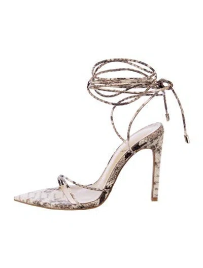 Pre-owned Michael Costello X Revolve Embossed Leather Animal Print D'orsay Pumps In Silver