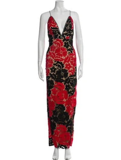 Pre-owned Michael Costello X Revolve Floral Print Long Dress