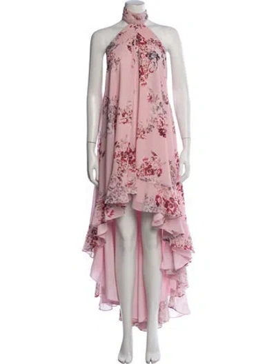 Pre-owned Michael Costello X Revolve Floral Print Long Dress In Pink