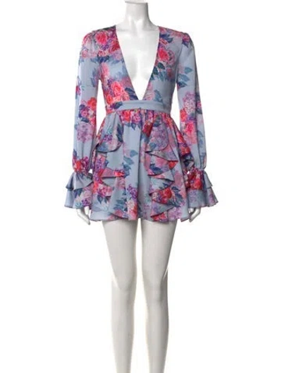Pre-owned Michael Costello X Revolve Floral Print Mini Dress In Multicolor
