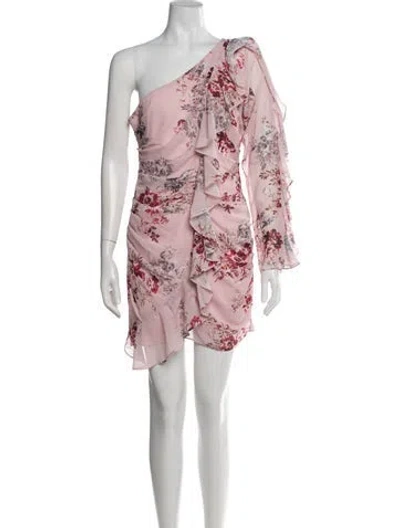 Pre-owned Michael Costello X Revolve Floral Print Mini Dress In Pink