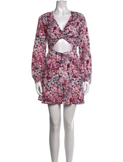 Pre-owned Michael Costello X Revolve Floral Print Mini Dress W/ Tags In Pink