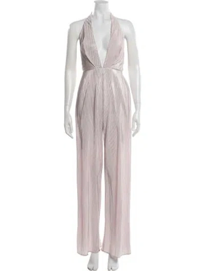 Pre-owned Michael Costello X Revolve Halterneck Jumpsuit In Metallic/pink