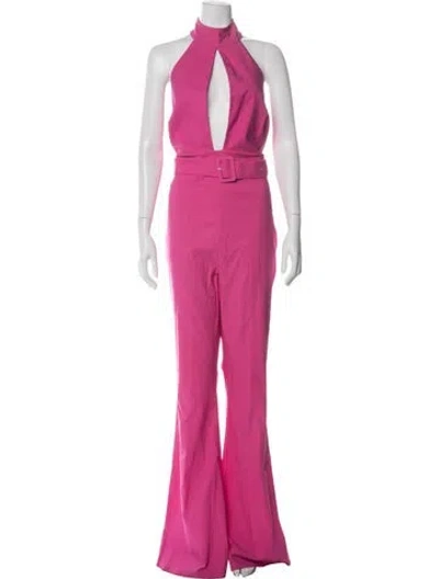Pre-owned Michael Costello X Revolve Halterneck Jumpsuit W/ Tags In Pink