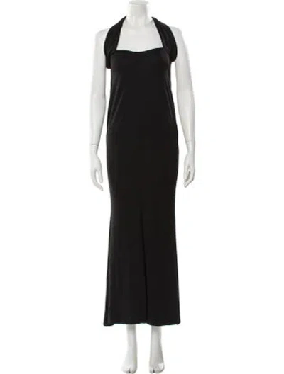 Pre-owned Michael Costello X Revolve Halterneck Long Dress In Black
