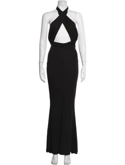 Pre-owned Michael Costello X Revolve Halterneck Long Dress In Black