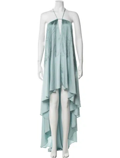 Pre-owned Michael Costello X Revolve Halterneck Long Dress In Blue