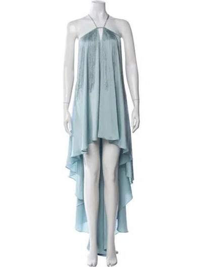 Pre-owned Michael Costello X Revolve Halterneck Long Dress In Blue