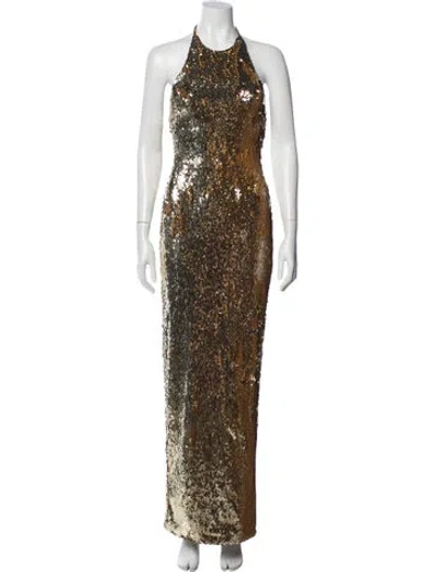 Pre-owned Michael Costello X Revolve Halterneck Long Dress In Brown