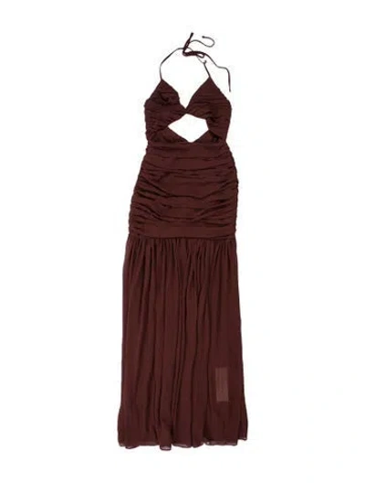Pre-owned Michael Costello X Revolve Halterneck Long Dress In Brown
