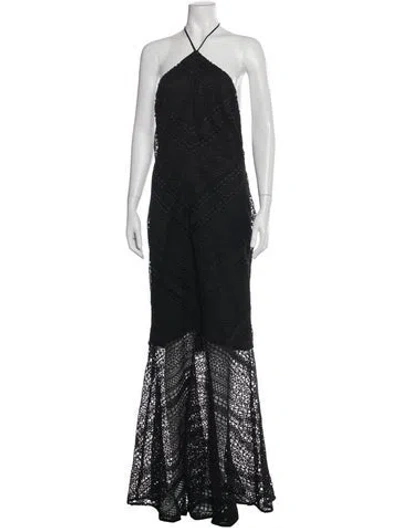 Pre-owned Michael Costello X Revolve Halterneck Long Dress In Gray