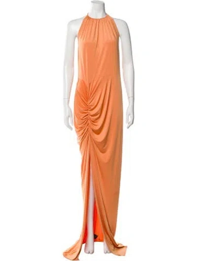 Pre-owned Michael Costello X Revolve Halterneck Long Dress In Orange