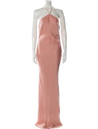 Pre-owned Michael Costello X Revolve Halterneck Long Dress In Pink