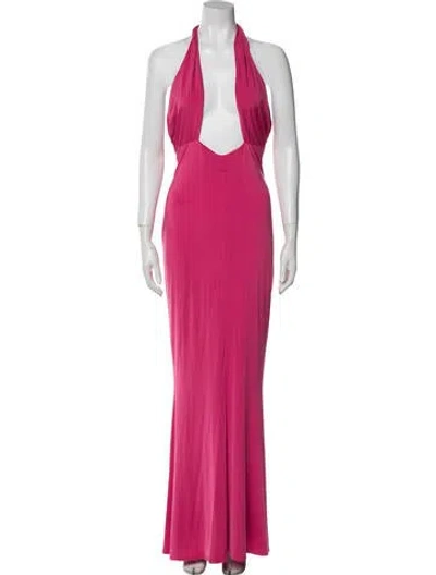 Pre-owned Michael Costello X Revolve Halterneck Long Dress In Pink