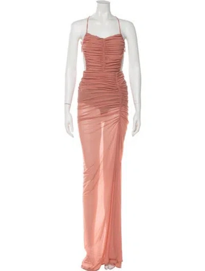 Pre-owned Michael Costello X Revolve Halterneck Long Dress In Pink