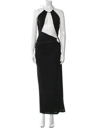 Pre-owned Michael Costello X Revolve Halterneck Long Dress W/ Tags In Black