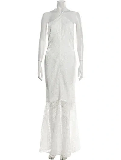 Pre-owned Michael Costello X Revolve Halterneck Long Dress W/ Tags In White