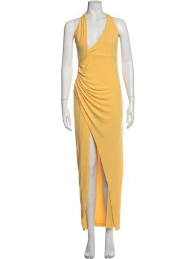 Pre-owned Michael Costello X Revolve Halterneck Long Dress In Yellow