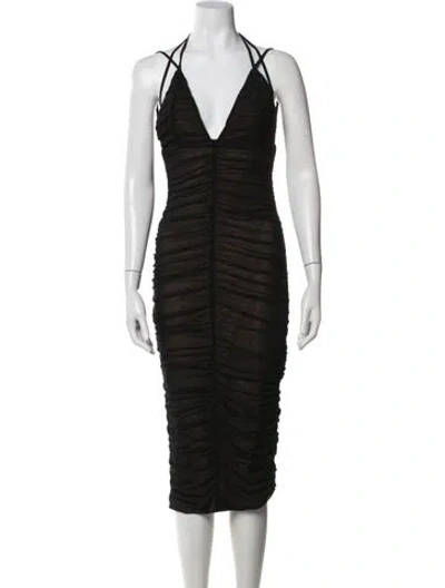 Pre-owned Michael Costello X Revolve Halterneck Midi Length Dress In Black