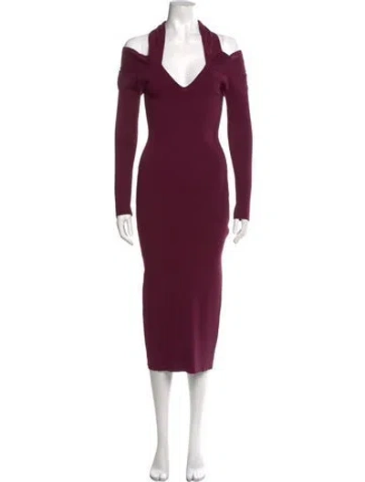 Pre-owned Michael Costello X Revolve Halterneck Midi Length Dress In Burgundy