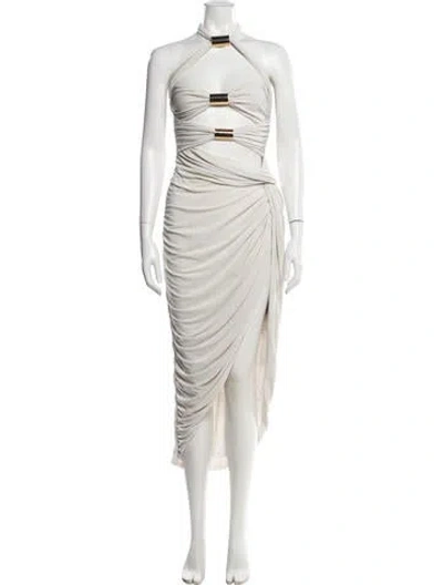 Pre-owned Michael Costello X Revolve Halterneck Midi Length Dress In Gray